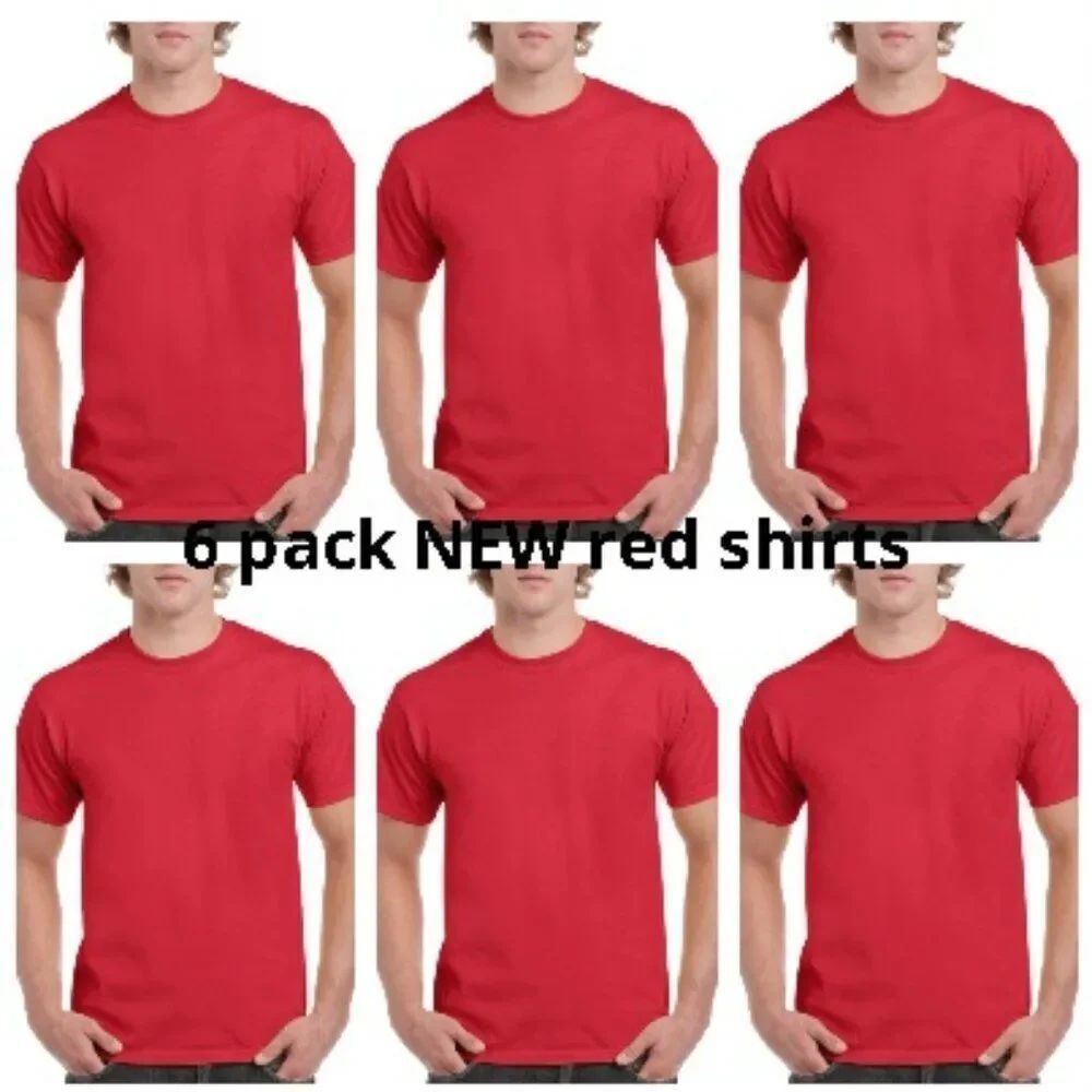 NEW 6 pack men shirt short sleeve 6 red shirts great deal!